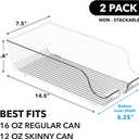 Simple Houseware Tall Skinny Can Organizer and Dispenser for Refrigerator or Pantry, Clear, Set of 2