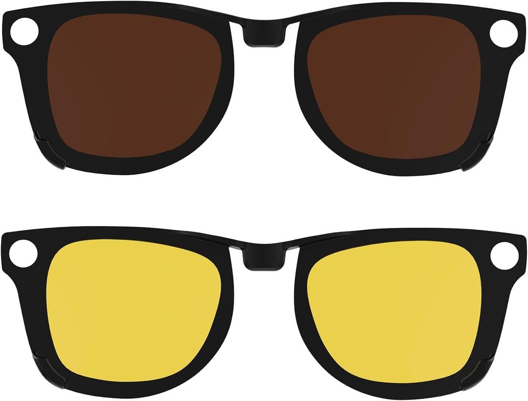 2Pcs Polarized Clip for Ray-Ban Meta Wayfarer RW4008 & Gen 2 RW4012 Large (53-22), Discoloration Clip-on Compatible with Meta Wayfarer Gen 2 Protect Your Eyes, Cool and Fashion (Yellow+Brown)