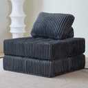 Folding Sofa Chair, Foldable Floor Sofa Bed with Corduroy, Convertible Sleeper Chair Single, Portable Fold Out Chair Bed for Adults, Folding Futon Mattress for Small Spaces, Apartments (Dark-grey)