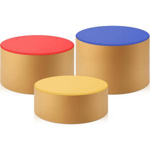 Wesiti 3 Pcs Flexible Seating for Kids Classroom 5.5" 7.9" 9.8" Flexible Foam Seating Round Two-Tone Ottoman Set 3 Tier Stool Heights Floor Foam Seats Cushion for Student Daycare Kindergarten School