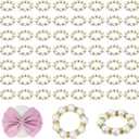 60 Pcs Pearl Napkin Rings Gold Napkin Ring Holder Elegant White Beaded Rhinestone Serviette Rings Buckle for Wedding Party Dinner Table Decor
