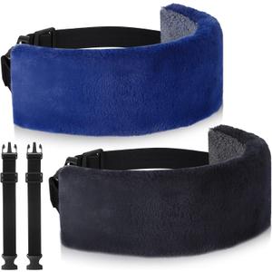 Xtinmee 2 Pcs Travel Pillow for Sleeping Airplane Headrest Airplane Head Strap Sleeper Pillow Travel Head Sleep Support Band with 2 Extension Straps for Car Plane Travel(Gray, Blue)