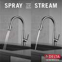 Delta Essa Brushed Nickel Kitchen Faucet with Pull Down Sprayer, Modern Single Hole Kitchen Sink Faucet, Single Handle, Arctic Stainless 9113-AR-DST