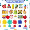 48 Sets Back to School Bead Necklace Crafts Kit Welcome First Day of School Craft Gifts Apple Bus Shape Beads DIY Necklace Supplies Party Favor