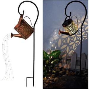 Solar Lanterns Outdoor Waterproof,Metal Watering Can Garden Decor Ornaments,Yard Art Hanging Path Lights,Outside Patio Decorations,Gardening Birthday Gifts for Mom Grandma Women,with Hook, Large