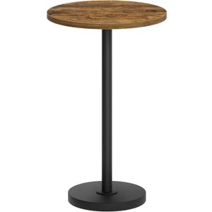 Round Side End Table for Small Spaces, Pedestal Style Martini Drink Side Table in Living Room, Bedroom, Dormitory, Rustic Brown and Black ET30BR