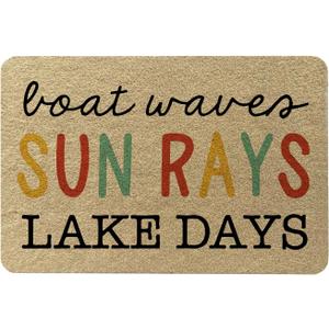 Doormat, 29.5x17.7inch Modern Wave Lake Theme, Buzhidxl-01, Water Resistant, Anti-Slip, 9mm Pile Height, 17.7in Min Door Width, Unisex, Both Indoor/Outdoor, Spring-Summer-Autumn-Winter