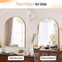 Bathroom Mirror for Wall, 30x20 Inch Arched Mirror, Matte Gold Metal Framed Bathroom Vanity Mirror for Restroom Farmhouse, Anti-Rust, Tempered Glass, Hanging or Leaning