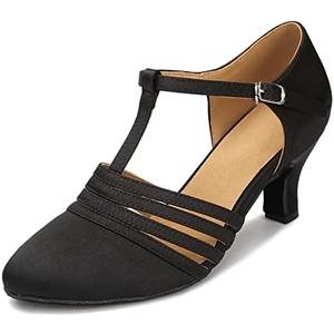 KleeKlcc Women Ballroom Dance Shoes Closed Toe Dancing Shoes Latin Salsa Dance Shoes, Size 7.5