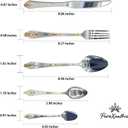 5pcs Dining Utensils Set with Etched Handle,18/10 Stainless Steel,Silver Flatware Adorned With Gold Motifs,Elegant Gold-AccentedPerfect Gift for Housewarming&Weddings, Dishwasher Safe