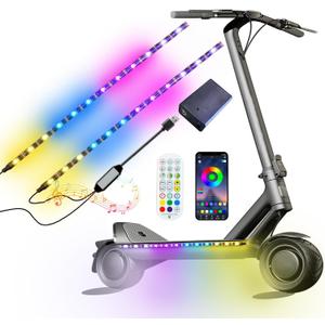 2 Strip Electric LED Bicycle Scooter Lights Night Cycling Colorful Lamp Waterproof Safety Skateboard Scooter Lights (50cm/Multicolor)