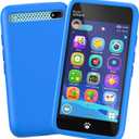 MOMILLA Kids Toys Smart Phone, 3.97" Screen Dual Cameras w/21 Stickers, Christmas Birthday Gifts for Kids, 16GB Toddler Learning Cell Phone with 200+ Puzzle Games, Boys Girls Toys Age 3-10 Year Old (Bright Blue)