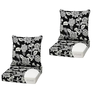 ARDEN Outdoor Foam Deep Seat Cushion - 2 Pack - 22x24 - Premium High Density Foam - Never Flattens - Weather Proof for Patio Chair Sofa Couch (Ashland Black Jacobean)