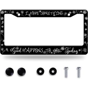 I Hope Something Good Happens to You Today License Plate Frame Funny Text License Plate Frames Stainless Steel Accessories Cars Decor with 2 Holes and Screws Fits Standard Us Ca Vehicles 12.2 X 6 in
