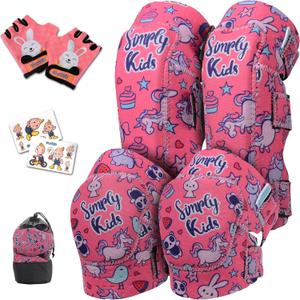 Soft-Style Kids Knee and Elbow Pads with Bike Gloves, Flexible Impact-Resistant Gear for Ages 2-11, Designed for Balance Bikes, Roller-Skating, and Skateboarding (Large)
