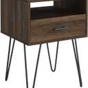 Walker Edison Croft Modern Small Bed Side Table Nightstand with Drawer Accent Table, 18 Inch, Dark Walnut