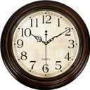 Vintage Wall Clock 13 Inch Quartz Silent Non-Ticking Analog Clock Battery Operated Rustic Round Decorative Clock for Living Room Kitchen Home Office Classroom