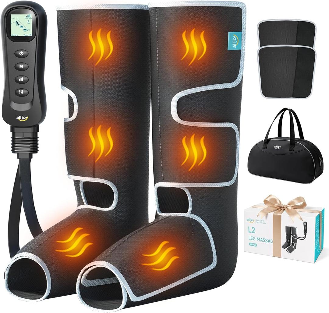 ALLJOY Leg Massager for Circulation and Pain Relief FSA, Dad Gifts Mothers Day Fathers Day, Leg Massager with Heat and Compression Helpful for Varicose Veins, Fatigue, Cramps, Swelling, Edema