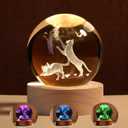 YATOJUZI 3D Cat Crystal Ball 2.4" Cat Gifts for Women Crystal Figurines Decor with Light Base Birthday Gifts for Her Mom (6cm)
