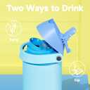 24 oz Insulated Water Bottle for Men: Meoky Stainless Steel Water Bottle with 2-in-1 Straw and Spout Lid - Leak Proof, Cold for 24 Hours, Fits in Car Cup Holder, BPA-Free for Sports Travel, Azure