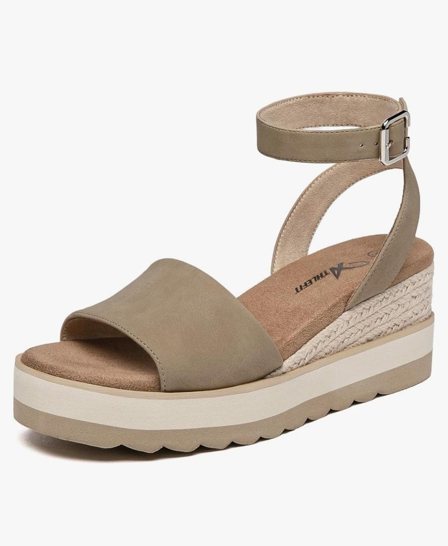 Athlefit Women's Platform Sandals Buckle Ankle Strap Open Toe Espadrille Wedge Sandals (8)