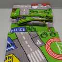 Kids Rug 6'6" x 5'0" City Life Playmat Area Rug Car City Map Washable Traffic Road Educational Learning Nursery Rug Carpet for Children Playroom Living Room Bedroom Classroom Decor Green