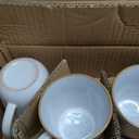 LIANYU 18-Piece Dinnerware Sets for 6, Stoneware Dinner Plates and Bowls, Kitchen Dining Dishes Set, Dishwasher & Oven Safe, Snowy White