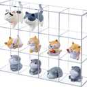 MyGift Clear Acrylic Wall Mounted Display Case for Collectibles, Funko Pop Shelves, Mini Figures, Crystals & Stones - 12 Compartment Shadow Box Shelf Organizer with Secure Mounting (15.5" W x 11.5" H)