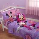 Disney 4 Piece Minnie's Fluttery Friends Toddler Bedding Set, Lavender