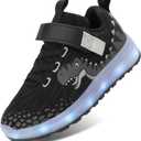 Toddler Sneakers Light Up Shoes for Boy Girl with Hook and Loop Comfortable Led Shoes Non-Slip Dinosaur Shark Shoes Little Kid