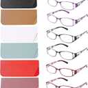 6 pairs Reading Glasses, Women Fashion and elegant anti-blue light HD resin old Reading Glasses (2 Red 2 Black 2 Purple)
