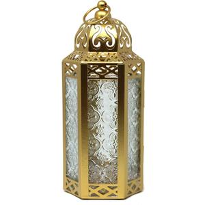Vela Lanterns Hanging Metal Moroccan Decorative Candle Lantern Holder for Patio, Home Decor and Weddings, Indoor Outdoor - Gold, Large
