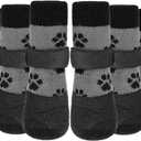 KOOLTAIL Anti Slip Dog Socks to Prevent Licking Paws for Hardwood Floors, Waterproof Dog Boots & Paw Protector Traction Shoes for Small Medium Large Senior Dogs Grey S (Small(Paw Width:1.7"-2"))