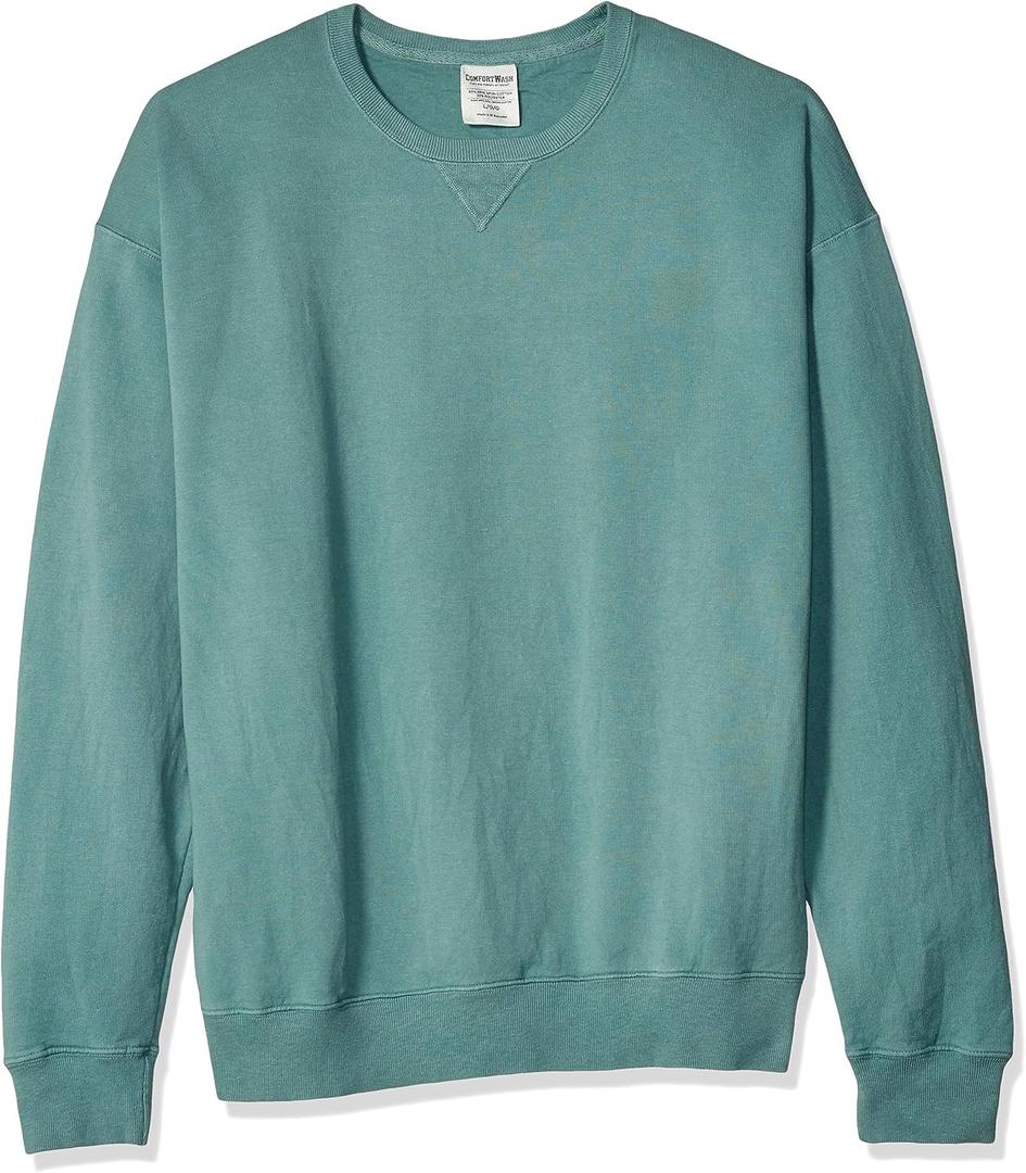 Hanes Originals Fleece, Garment Dyed Pullover, Crewneck Sweatshirts for Men (Green, S)
