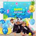 Underwater Theme Birthday Party Decorations Set - 146 Pcs Cartoon Ocean Party Supplies with Large Backdrop, Tablecloth, Jellyfish Paper Lanterns, Foil Pineapple Balloon for Kids Boys Girls
