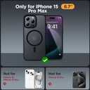 Miracase Magnetic for iPhone 15 Pro Max Case 6.7 inch (Compatible with MagSafe)with 2X Screen Protectors Military-Grade Protection, Anti-Fingerprint Translucent Matte Phone Cover, Black