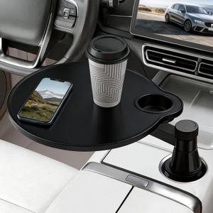 Car Tray & Desk for Laptop, Dual 360 Rotating, Anti-Slip Leather Surface, Steering Wheel Tray, Car Accessories- Compatible with Tesla Model Y/3/S, Ford F150/Explorer/Most Vehicles