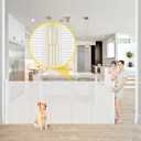 Reinforced 42 Extra Tall x 80 Wide Retractable Baby Gates with Rods to Prevent Crawling Through, Extra Tall Dog Gate for Large Openings Indoor Outdoor Long Mesh Gate for Stairs and Doorways, White