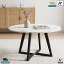 Round Coffee Table for Living Room, Solid Wood Cocktail Table with Bow-Legged, Modern Minimalist Wooden Accent Center Table for Home Office(24" W x 22" H, B)