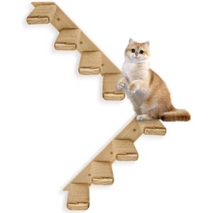 2 Pack 4 Steps Cat Wall Shelves and Stairs with Sisal Rope.Cat Wall Steps/Ladder Furniture  cat Tree Supplies(Catstairs 2Pack-4Steps) (Brownish white)