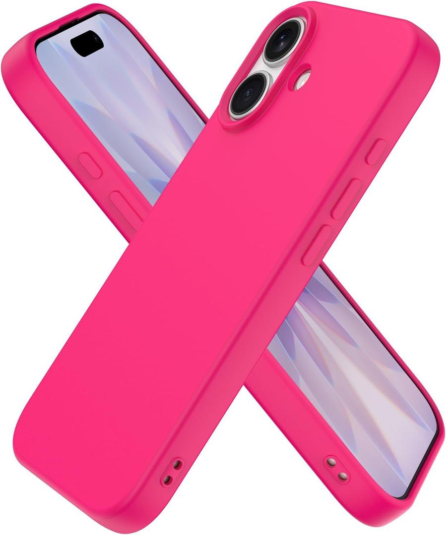 2 x Compatible with iPhone 17 Case, Shockproof Liquid Silicone Protective Phone Case with Soft Anti-Scratch Microfiber Lining Ultra Slim Drop Protection Phone Cover (Rose Red)