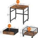 HOOBRO Mini Fridge Stand with Storage, 19.7 Inch End Table, Mini Fridge Cabinet with Mobile Basket Cart, for Living Room, Bedroom, Rustic Brown and Black BF655BX01, 19.7"L x 19.7"W x 21.7"H