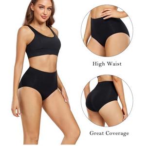 Women's Cotton Underwear High Waisted Ladies Panties Full Coverage Briefs 4 Pack, Large, Black and White