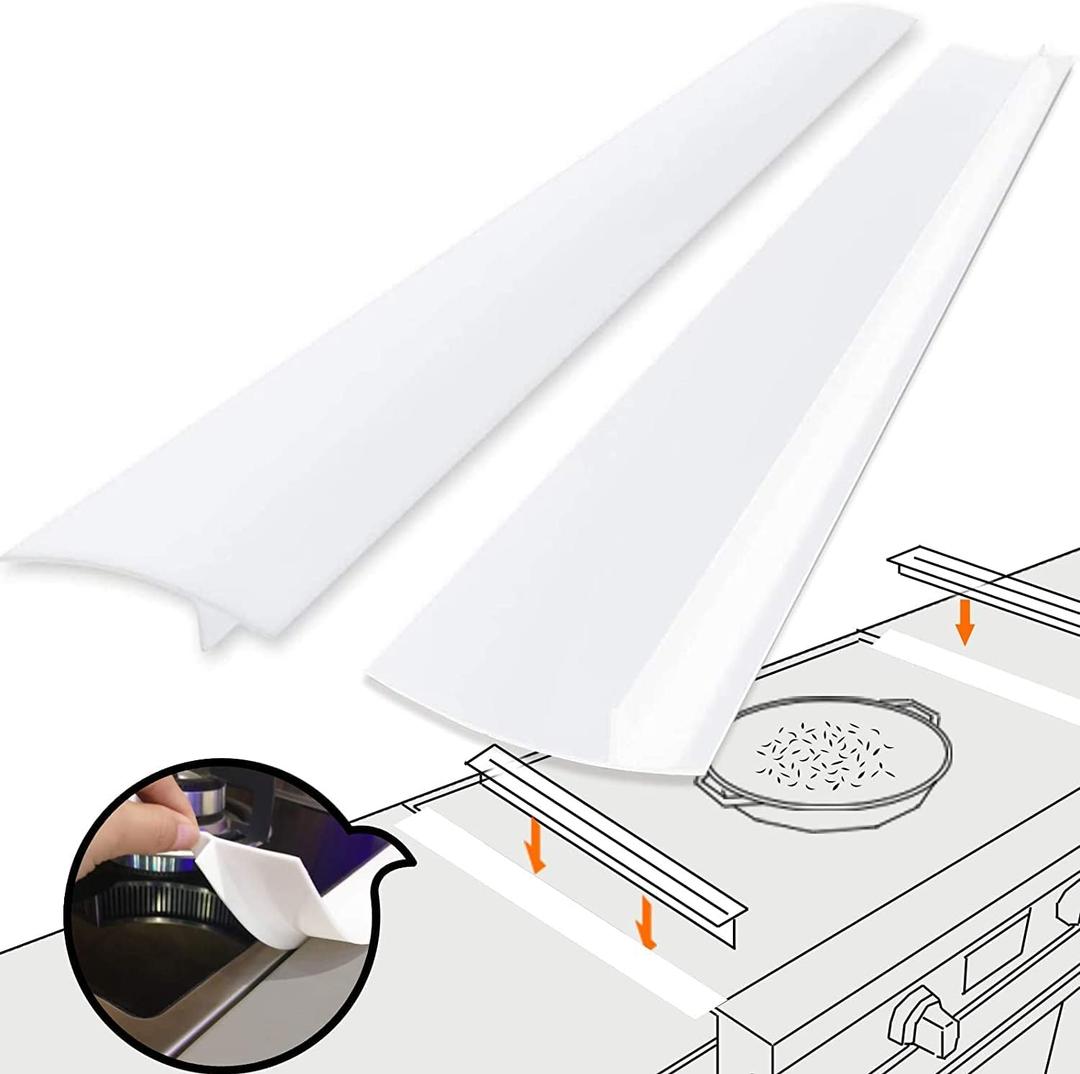 Silicone Gap Cover, (2 Pack) Silicone Gap Stopper Kitchen Stove Counter Gap Covers - Flexible Stove Space Fillers, Food Grade (21inches, White)