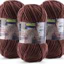 Baby Blanket Yarn for Crocheting - Soft Velvet Fluffy Chenille Yarn for Knitting Amigurumi Making Scarves, Doll - 100g/3.5oz 131 Yards Thick Plush Yarns (3, Dark Coffee Brown)