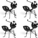 Metal Yard Art Garden Decor Cute Ant Outdoor Fence Decorations Lawn Ornaments - Set of 4 Black