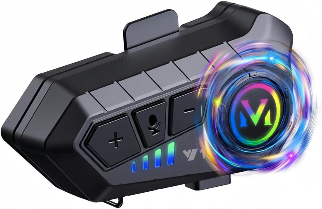 Motorcycle Helmet Bluetooth Headset Speakers with HiFi Sound,Noise Cancellation,1000mAh Battery,25 Hours Use,Boom Mircrophone,Easy to Install Use with Golves,IPX6 Waterproof,Voice Assistant