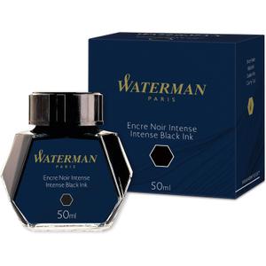 Waterman Fountain Pen Ink, Intense Black, 50ml Bottle, For Refillable Fountain Pens