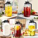 64oz Glass Pitcher with Lid, 2 Quart Mason Jar Pitchers with Lid and Spout, Wide Mouth Breast Milk Pitcher Glass Jug Sun Tea Pitchers, Cold Brew Coffee pitcher, Fridge Container for Water, Juice, Tea - Black