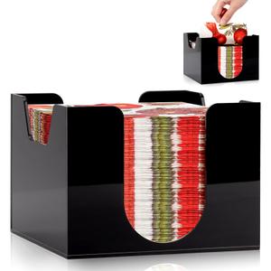 2 Pack Acrylic Cocktail Napkin Holder Deep for 5 x 5 Inch Napkin Black Bar Napkin Holder Square Paper Napkin Caddy Guest Towel Holder Napkin Dispenser for Dinner Bar Restaurant Home 5.7x5.7x4.1 Inch